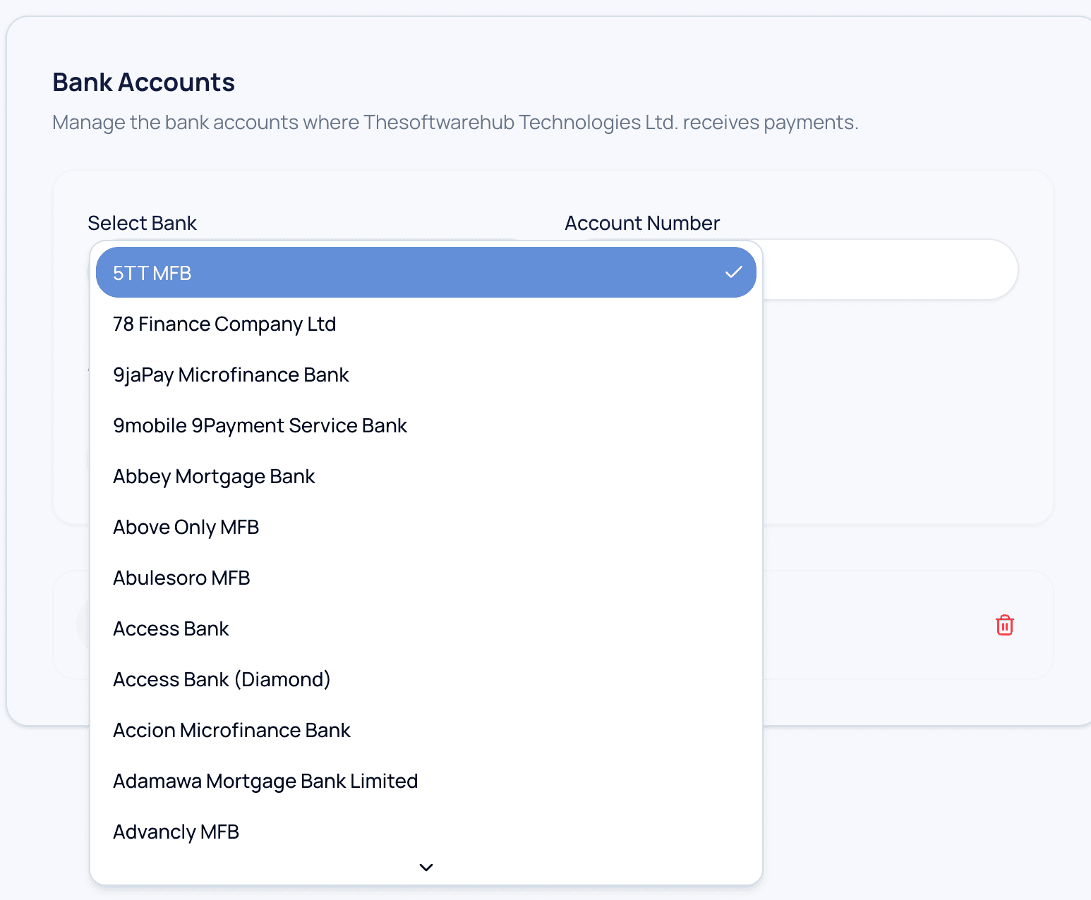 Add a bank account